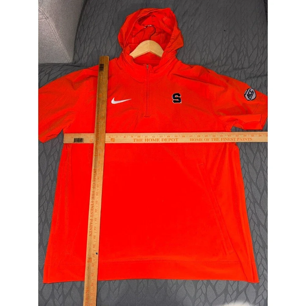 Mens L Nike NCAA Syracuse Orange Football Team Issued 1/2 Zip Hooded Jacket ACC